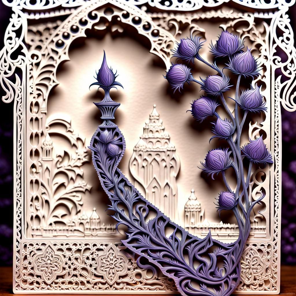 Sargad Temple and Thistle Lace Card