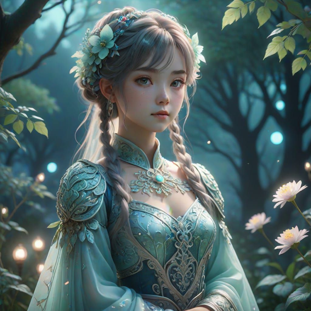 Anime-Inspired Portrait of a Confident Young Queen