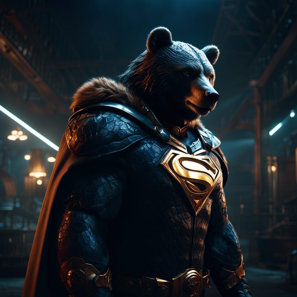 Bear Aesthetic Superhero in Dark Fantasy Style