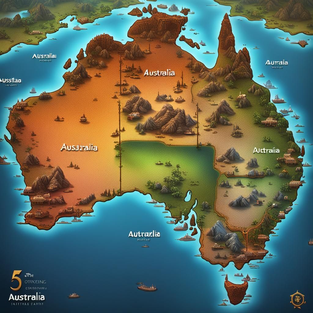 Detailed Matte Painting Map of Australia