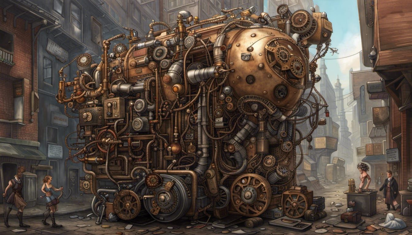 Steampunk Machine Creates Cyborgs: Photorealistic Detail