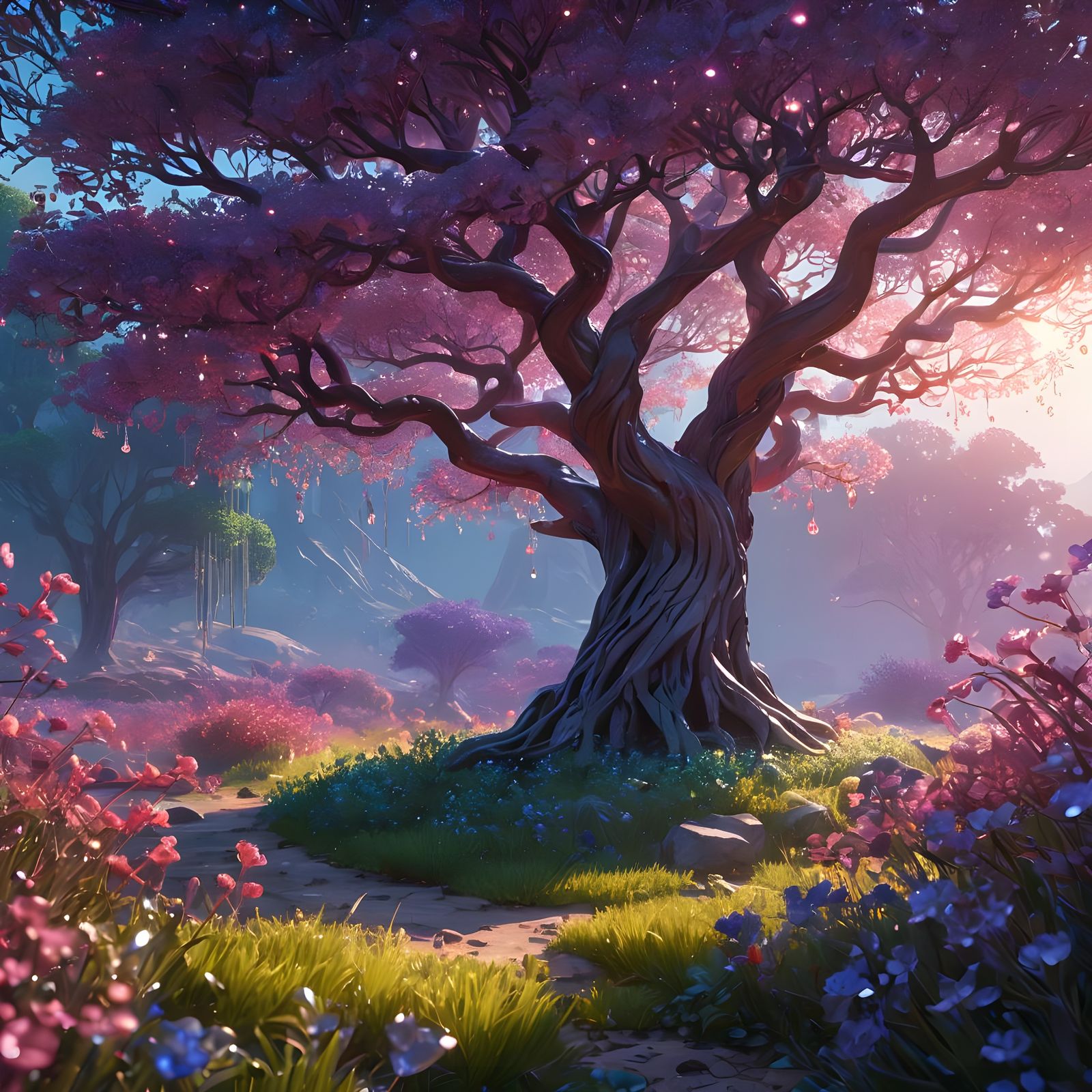 Surreal Crystal Landscape in a Dreamy Pastel Hues