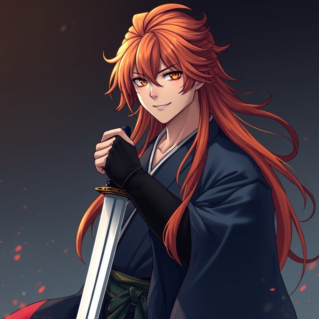 Manga Hero in Vibrant Orange Hues