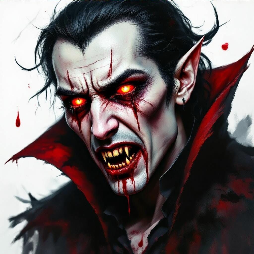 Expressionist Vampire's Hunger in Crimson and Black