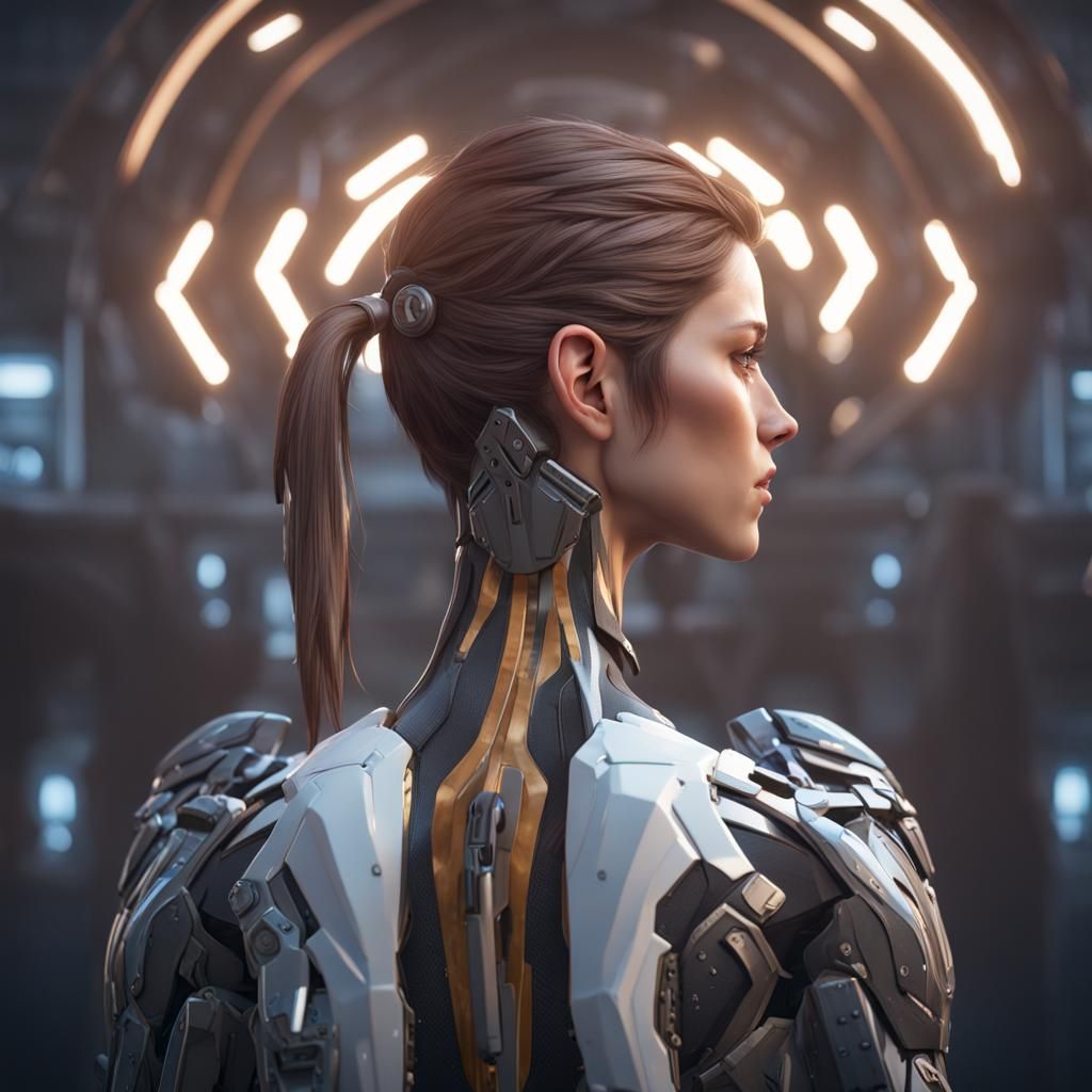 Intricate 3D Portrait Back of Head Close-Up