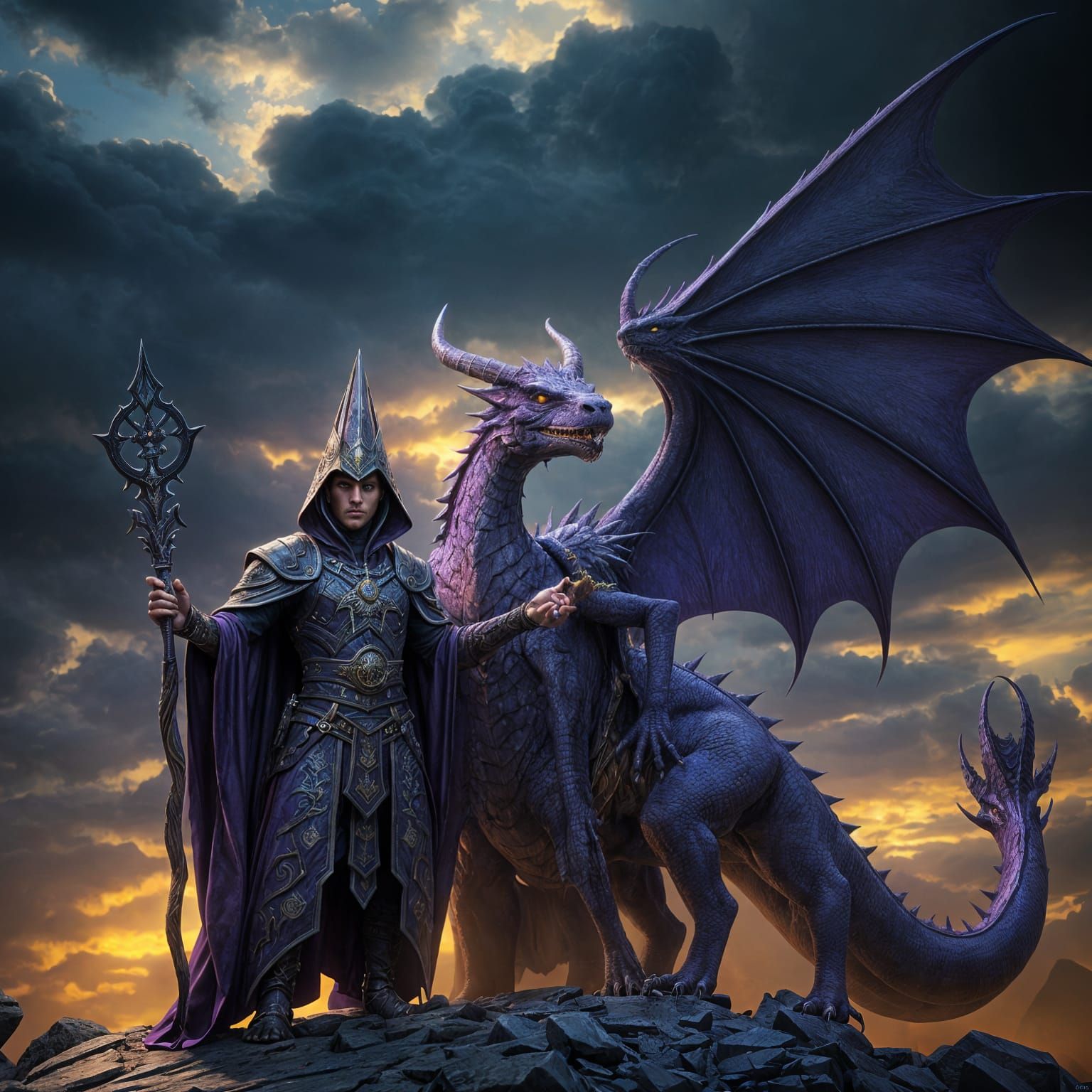 Dark Fantasy Masterpiece: Dark Magician and Majestic Purple....