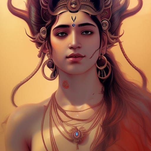 Lord Shiva Portrait in Hyperdetailed Style