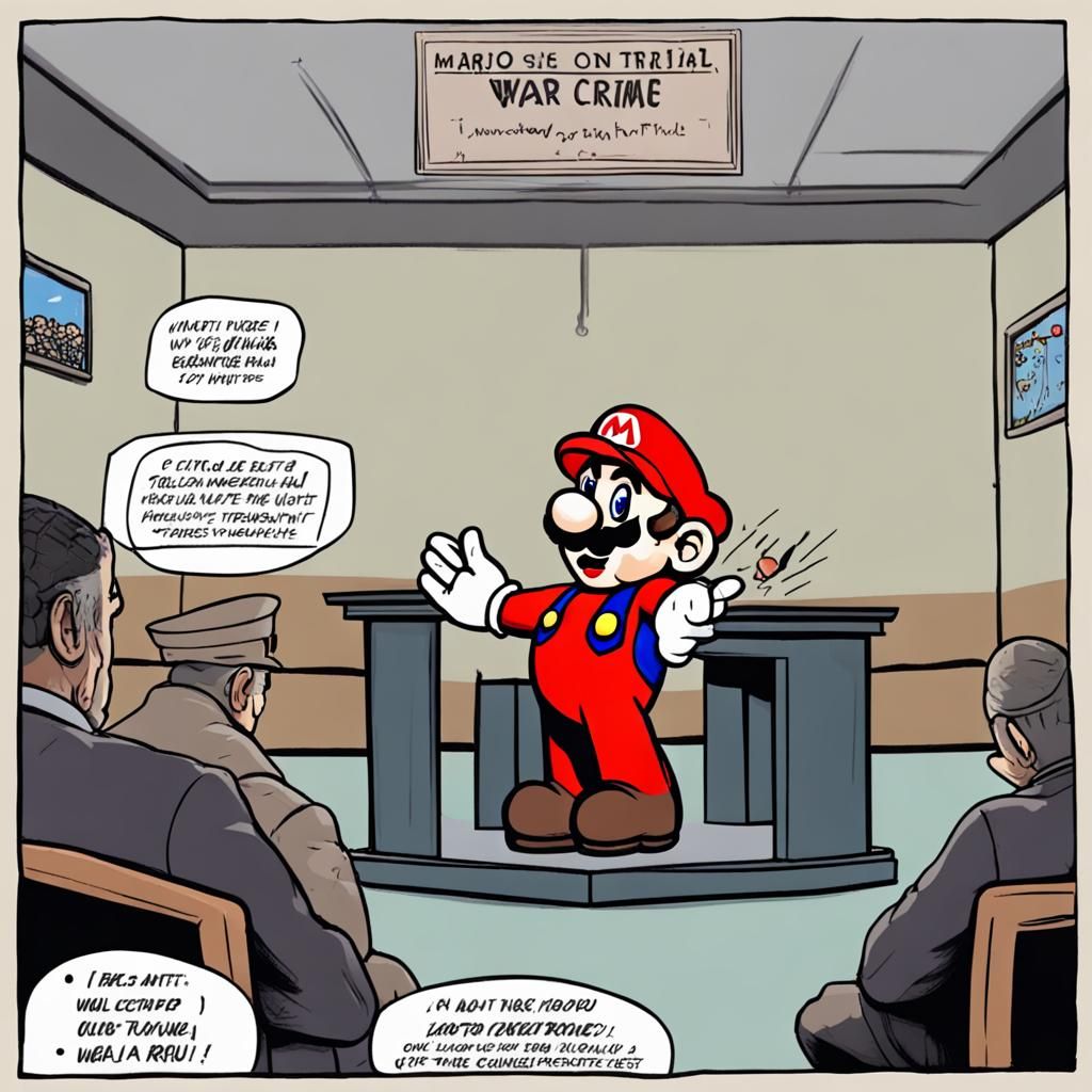 Mario Faces War Crime Trial: AI Generated