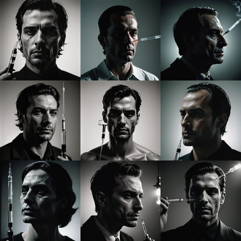 Monochrome Silhouette of Human Head with Syringe