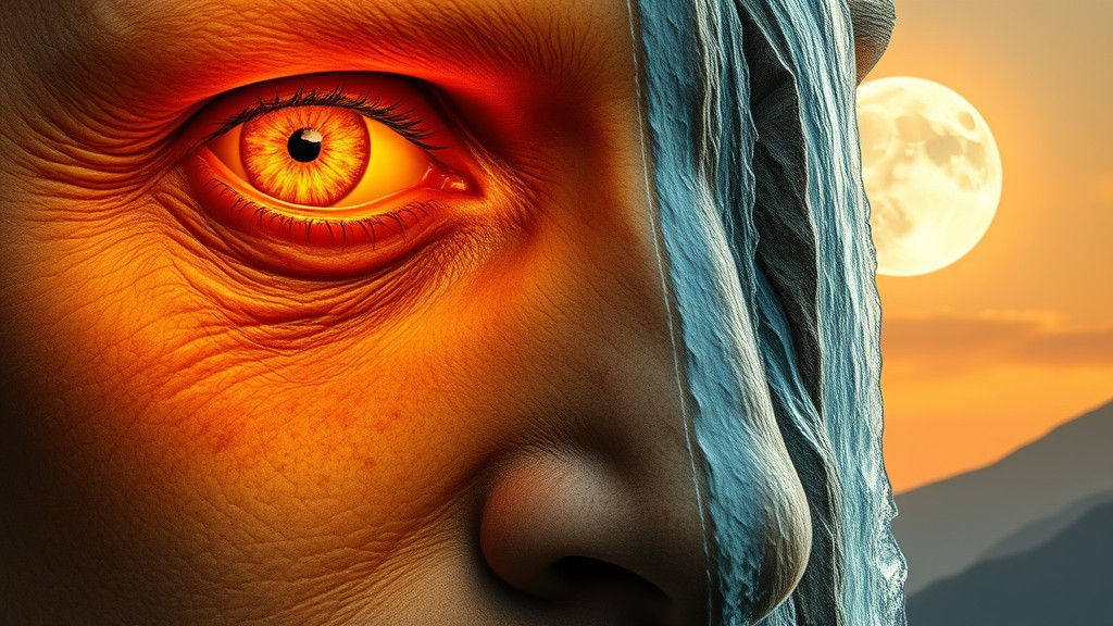 Geological Face with Sun and Moon Eyes