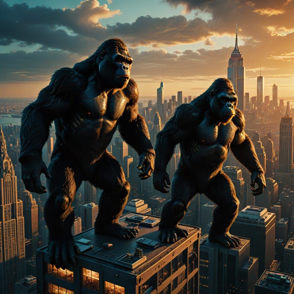 King Kong Twins Climb Skyscraper in Golden Hour