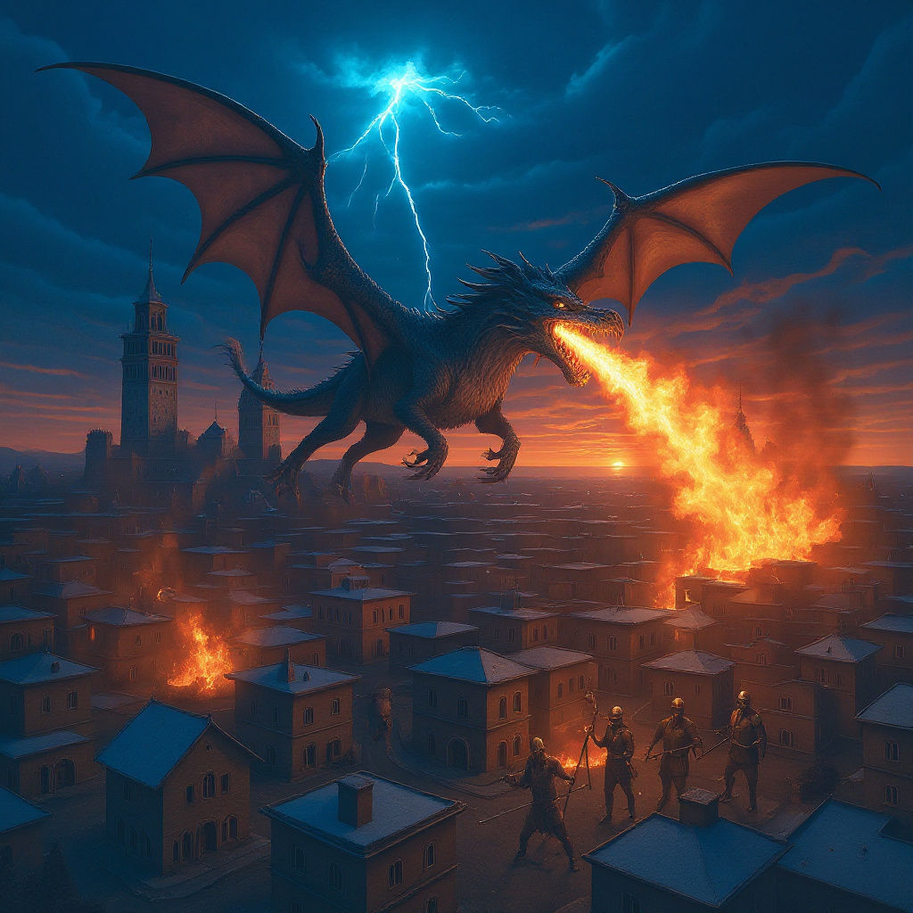 Mystical Water Dragon Emerges from Stormy Ocean