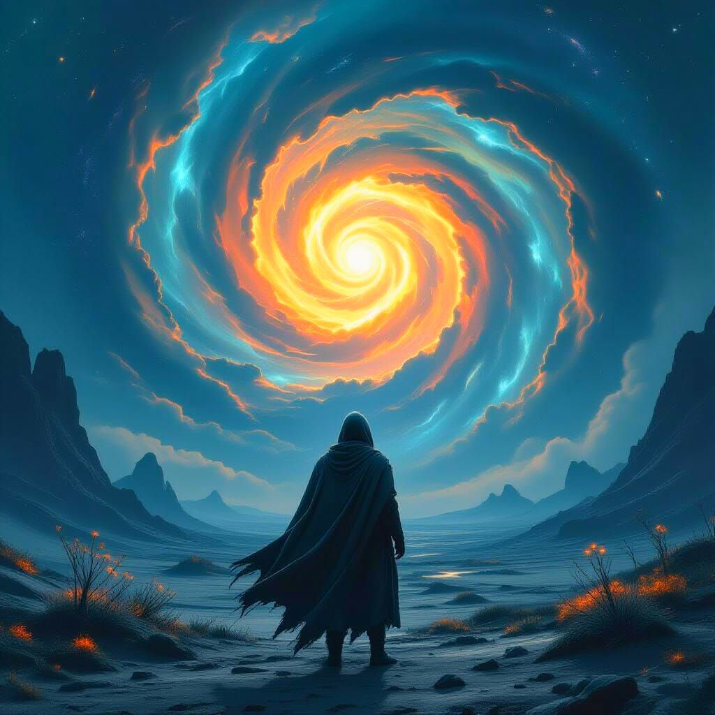 Cosmic Vortex Over Alien Planet