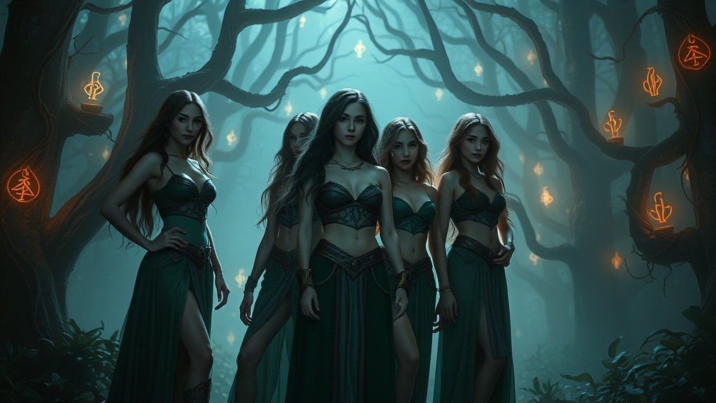 League of Legends Arcane Girls in Mystical Forest