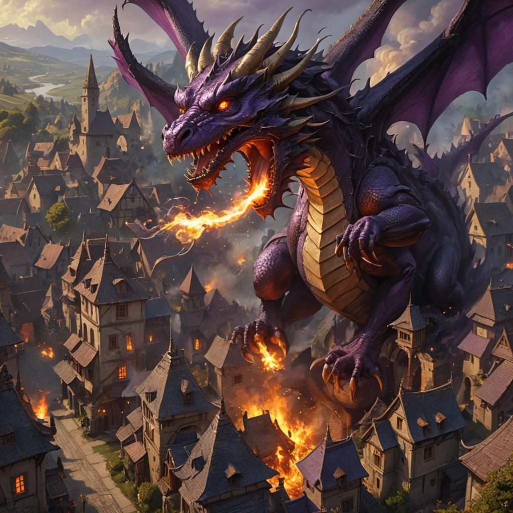 dragon + medieval city