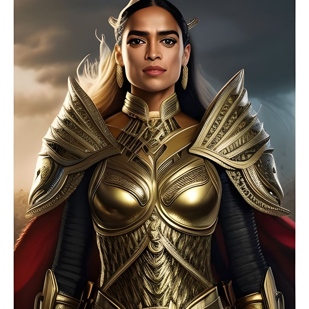 Goddess in Armor with Alicorn: Hyperrealistic Portrait