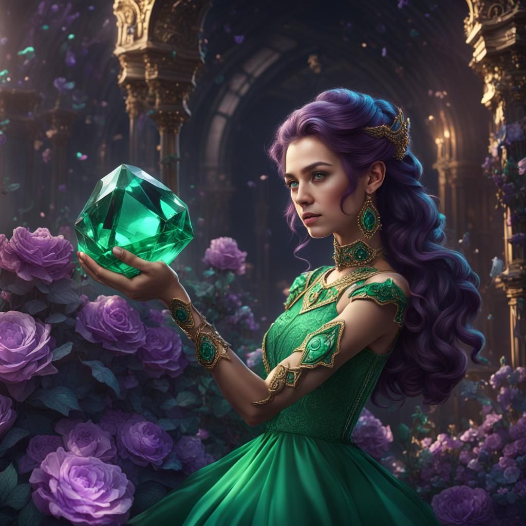 Emeralds and Amethyst: A Detailed Fantasy Gemscape