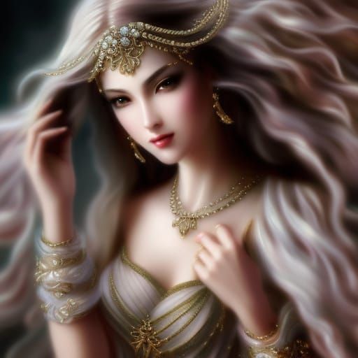 Veiled Woman Portrait in Anime Style