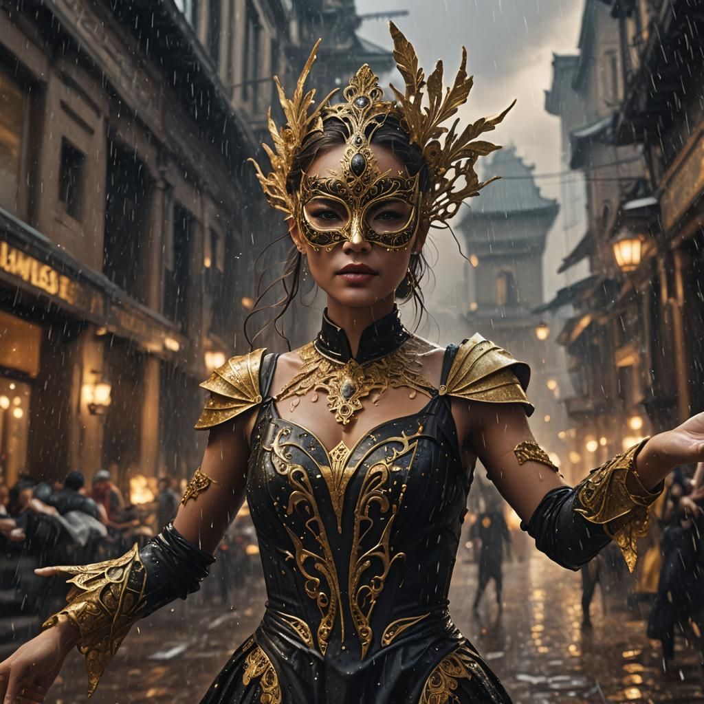 Masked Woman's Last Dance: Detailed Fantasy Art
