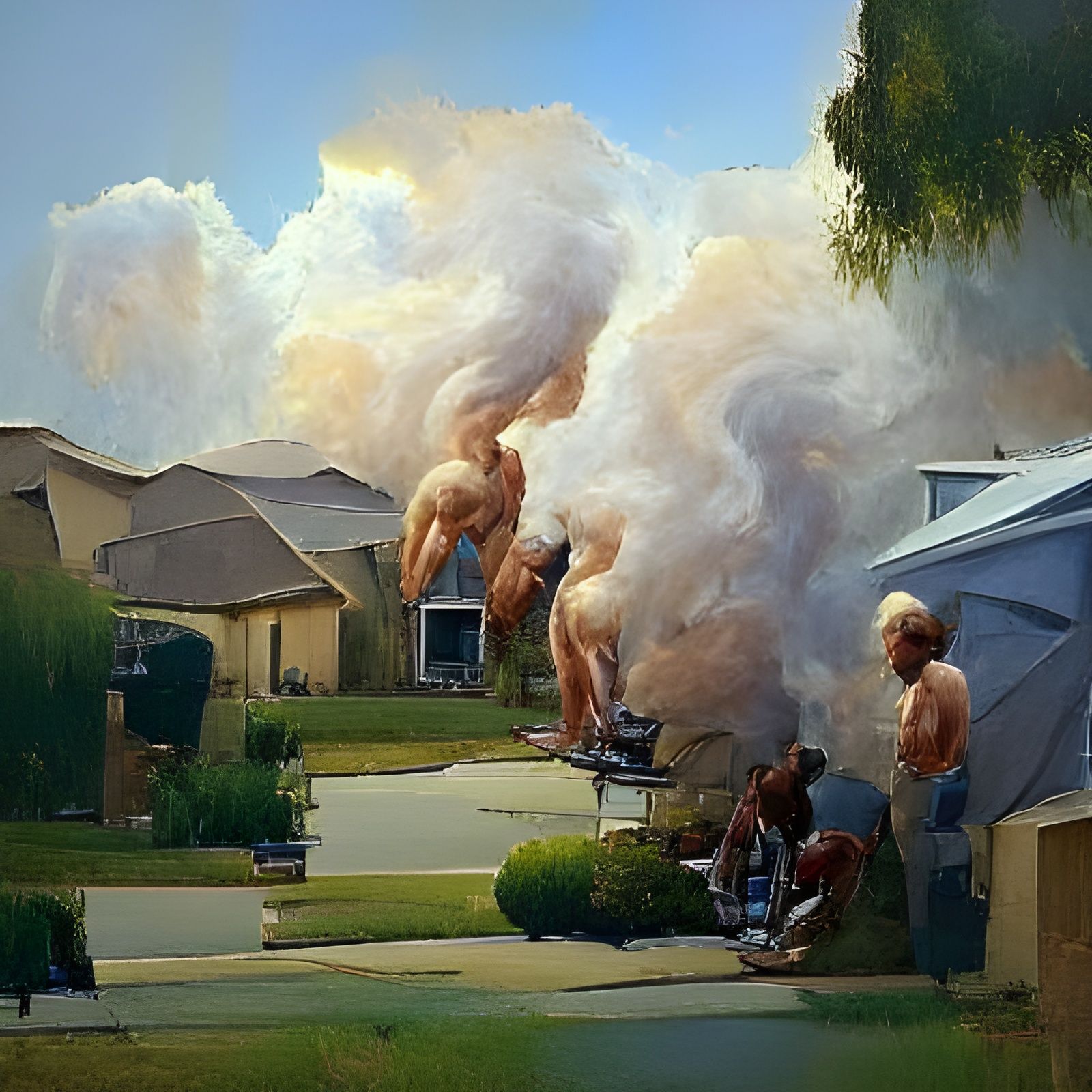Oil Painting Depicting Noisy Neighbors by Gurney