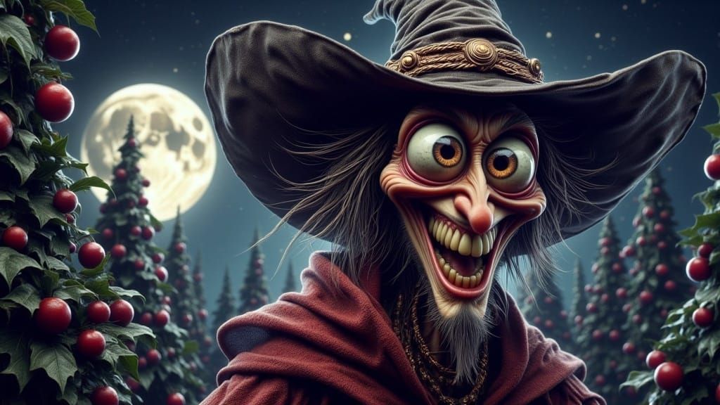 Whimsical Winter Enchantress in Crimson Cloak