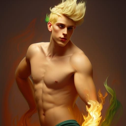 Sensual Fire Twirler in Hyperrealistic Style