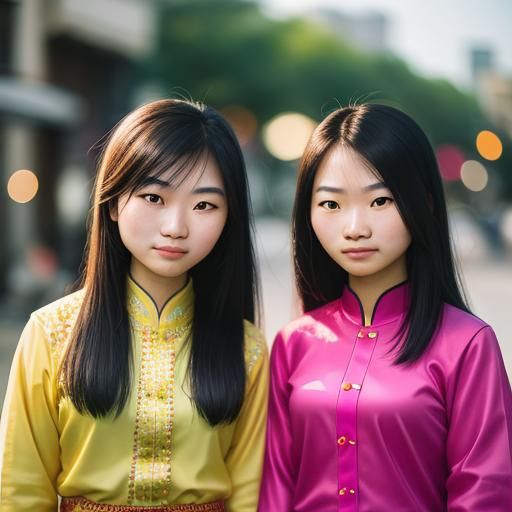 14 year old Vietnamese girl wearing pink with a 14 year old ...
