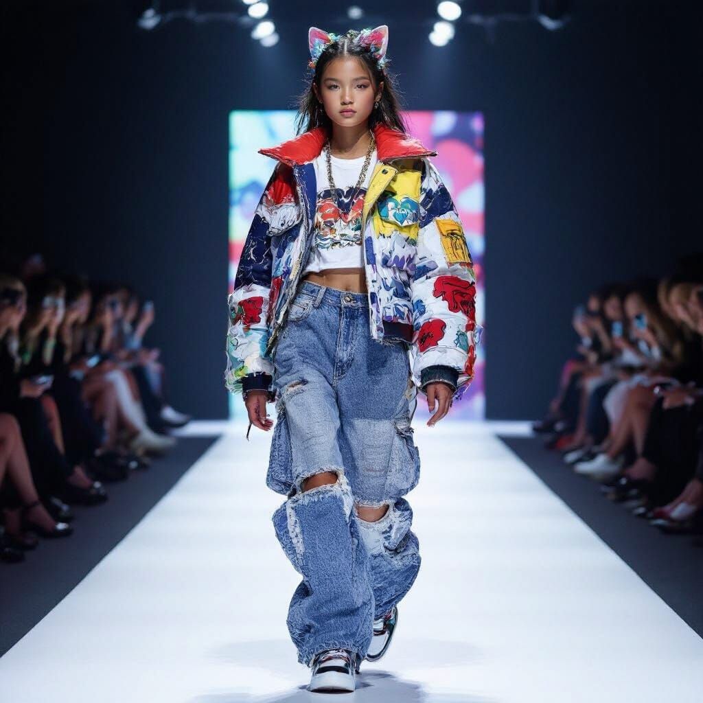 Gen Z Model Struts Runway in Bold Streetwear