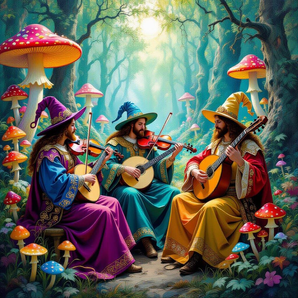 Psychedelic Forest Concert by Medieval Musicians
