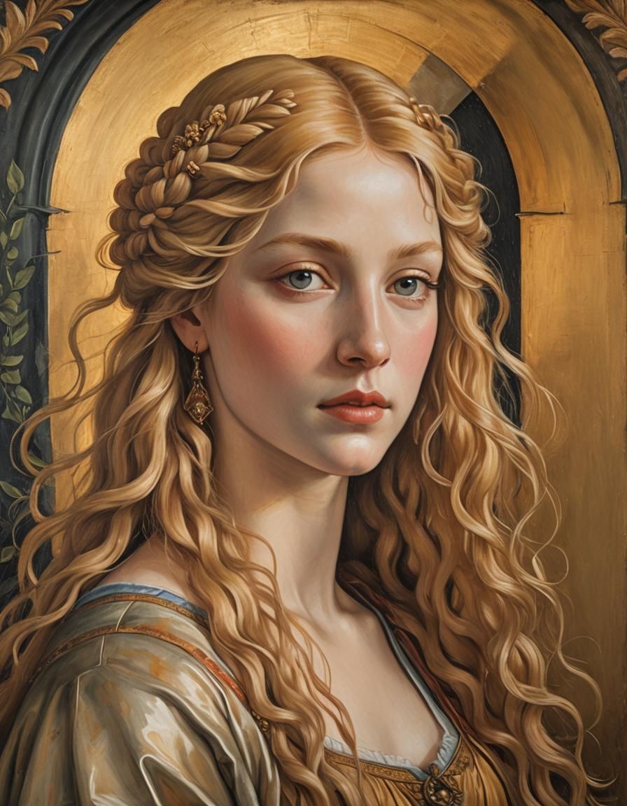 Renaissance Portrait of a Golden-Haired Girl
