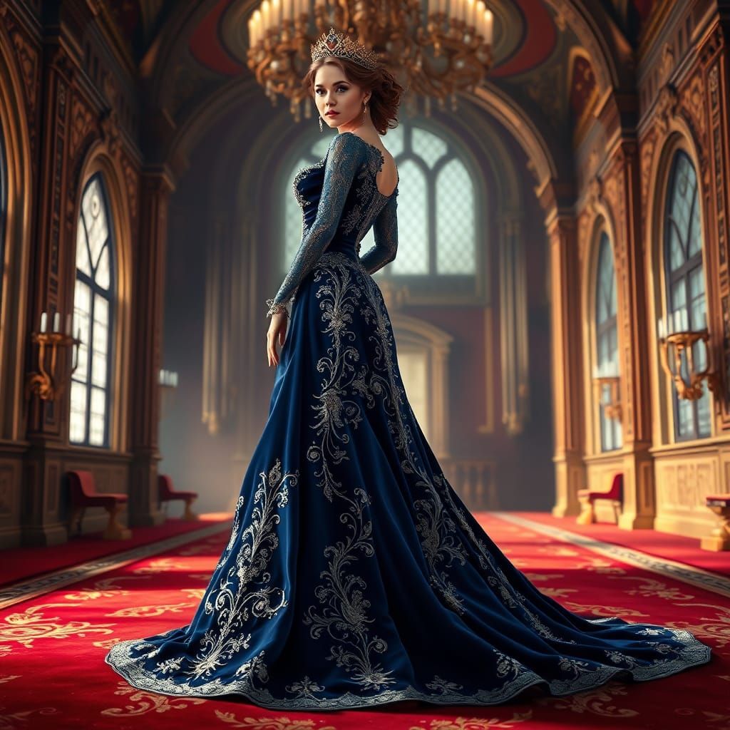 Princess in Luxurious Gown: Abstract Digital Art