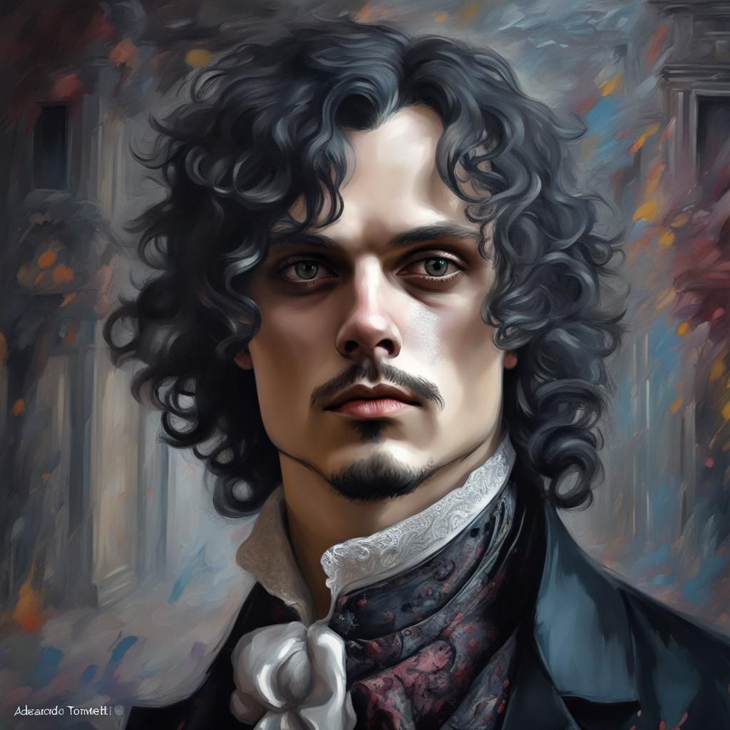 Ville Valo as Poe: Rococo Oil Painting