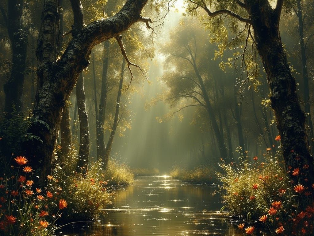 Eerie Abandoned Garden in Muted Earth Tones