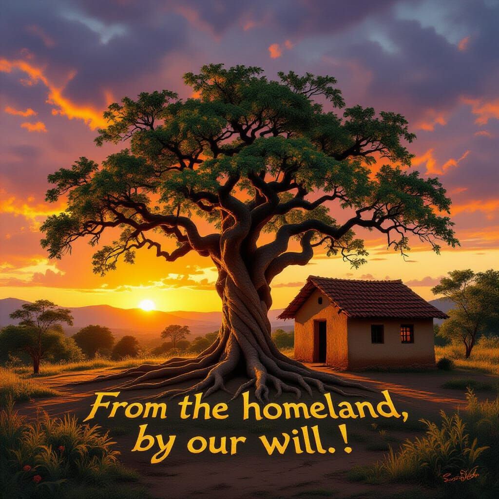 Guanacaste Tree Shelters Clay House at Sunset