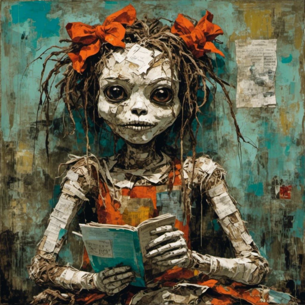 Whimsical Voodoo Doll Character in Painterly Style