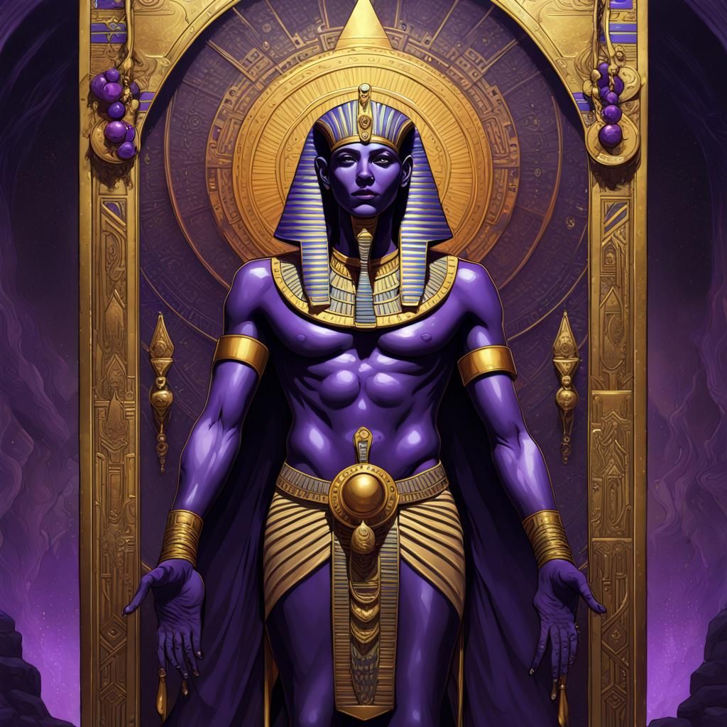 detailed Egyptian Tarot Card, Hanging Man, gold, onyx,  a masterpiece, 8k resolution, dark fantasy concept art, by Greg ...