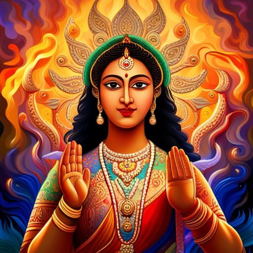 Durga Puja in Hyperrealistic Splash Art Style