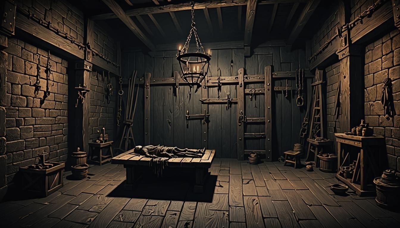 Dark Medieval Torture Chamber Scene