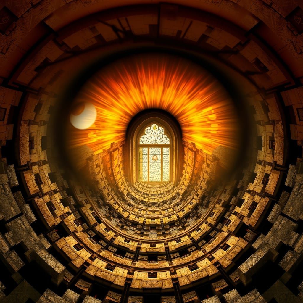 Infinite Window Portal in Golden Iris Style