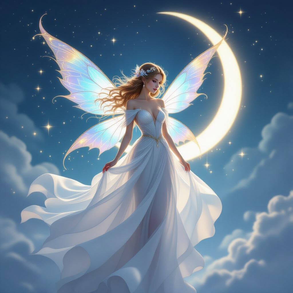 Ethereal Fairy in Crescent Moon Glow