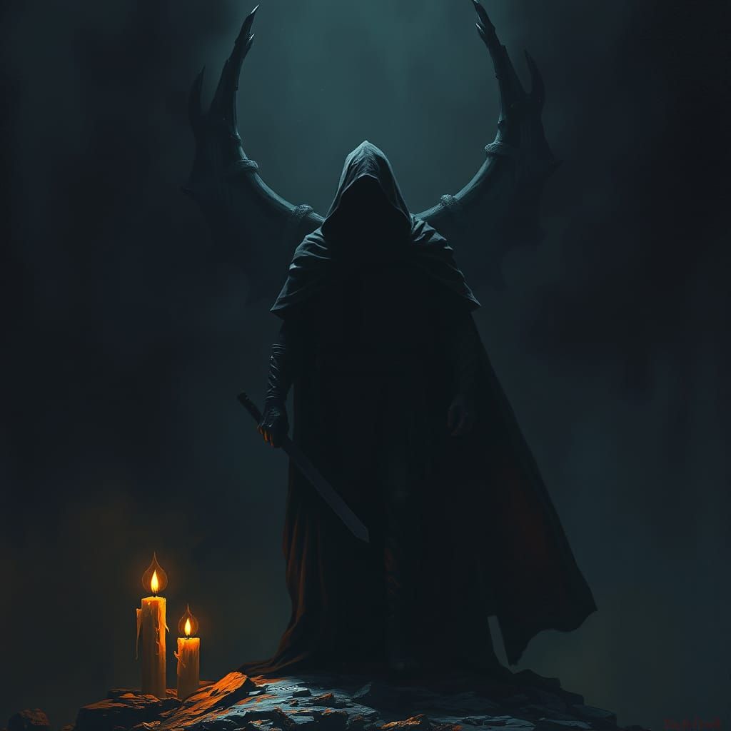 Heroic Figure Defies Evil in Eerie, Surreal Style