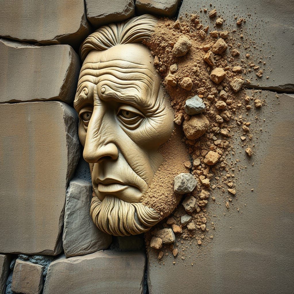 Ancient Wisdom in a Ruined Wall Portrait