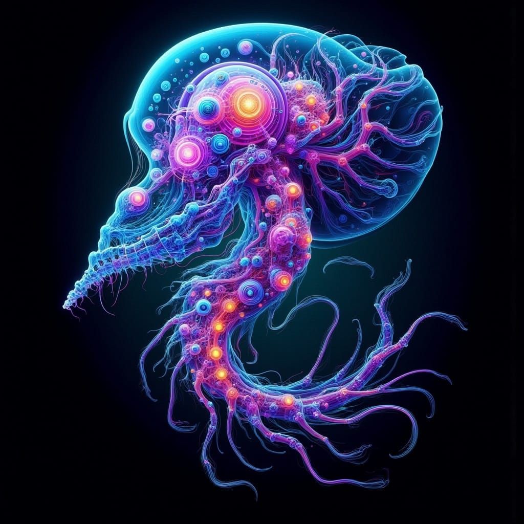 Ethereal Jellyfish with Biomechanical Structures in Surreal ...