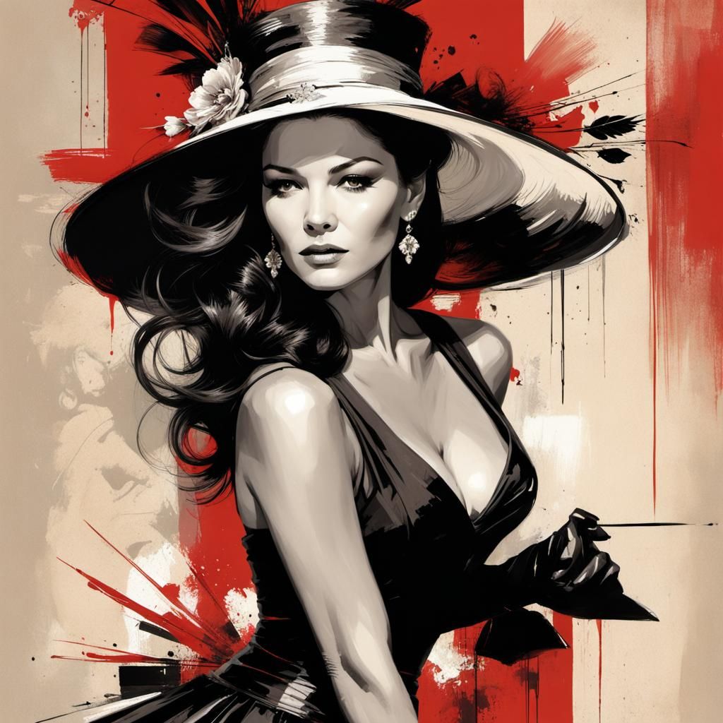 Catherine Zeta Jones in a Dynamic Mixed Media Style