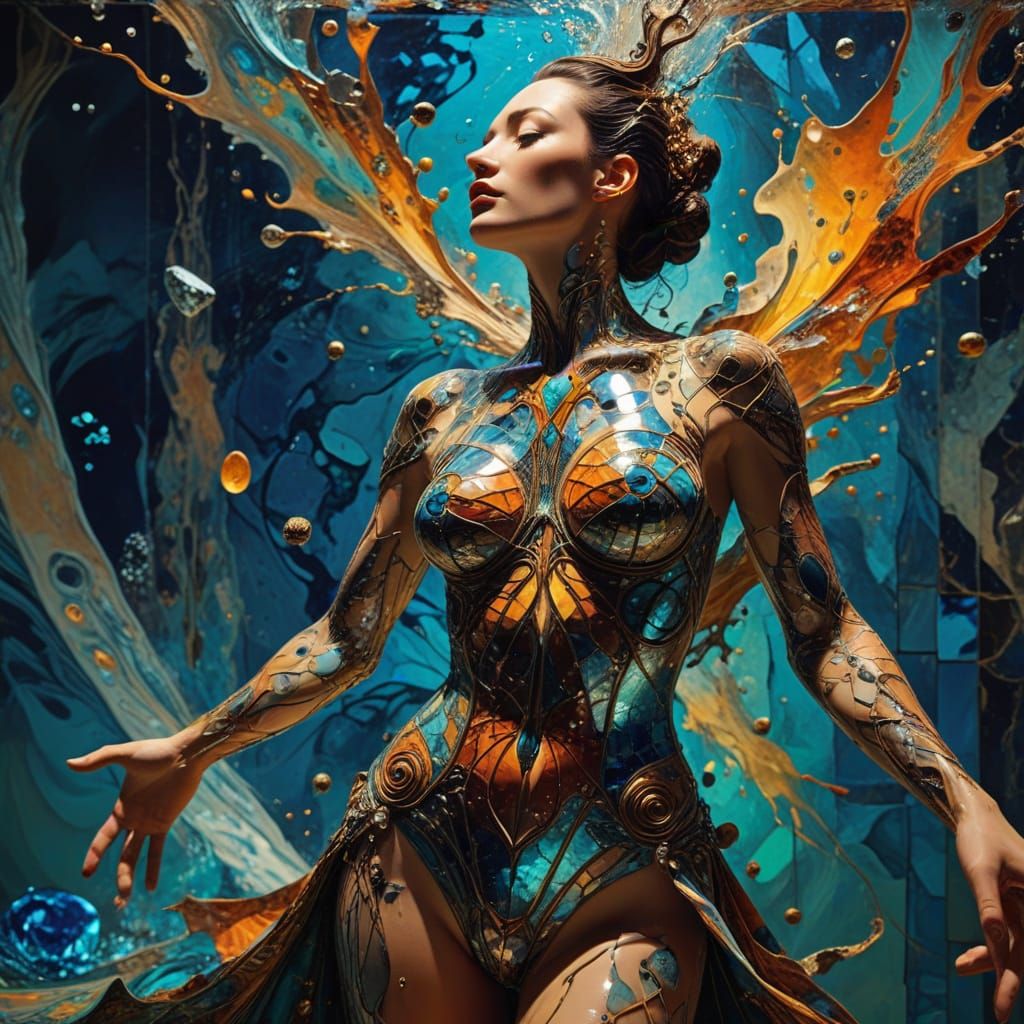 Surreal Mosaic Figure Levelling Up in Dreamlike, Maximalist ...