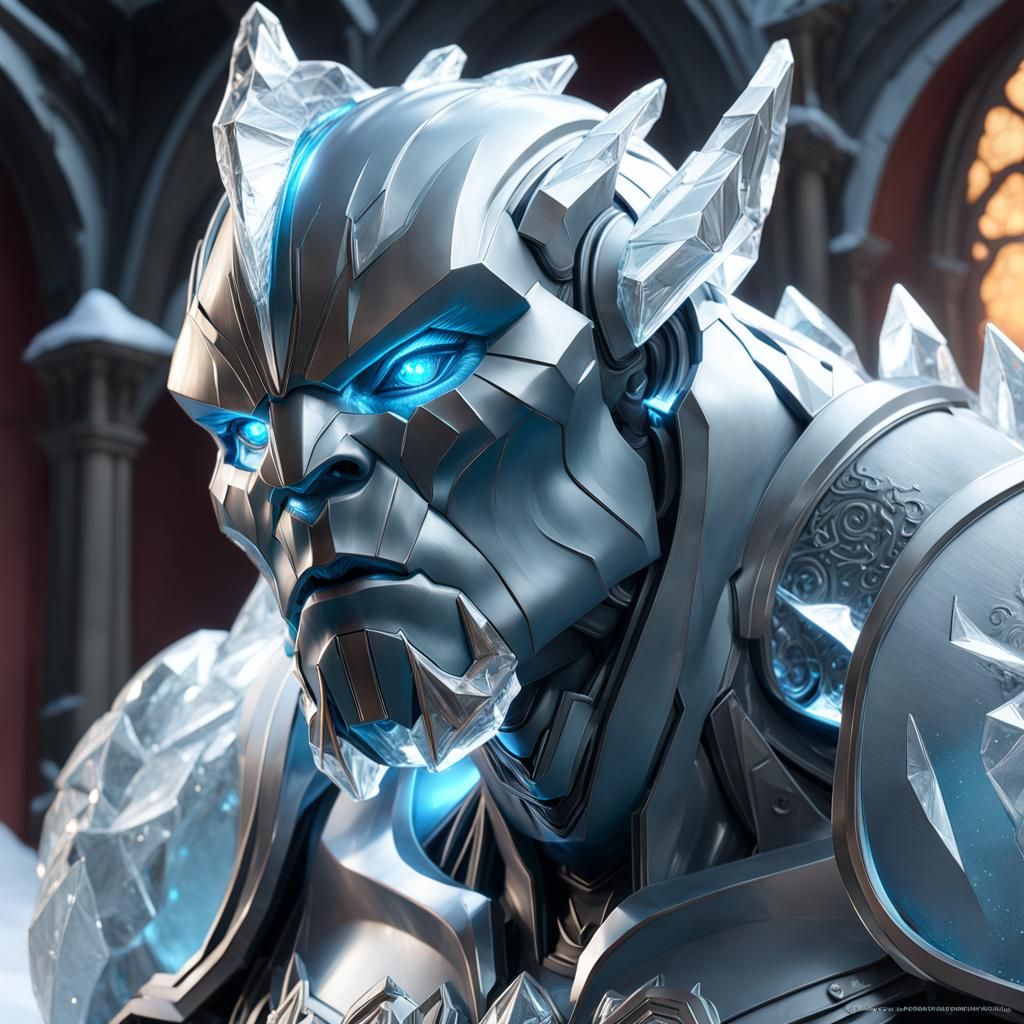 An ice golem, sculpted, a work of art, a masterpiece, head a...
