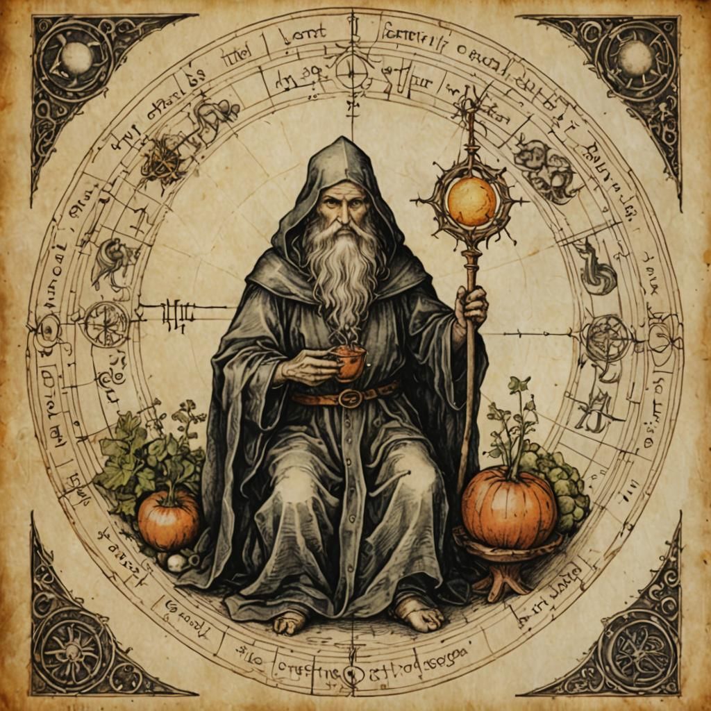 Tarot Hermit in Renaissance Style