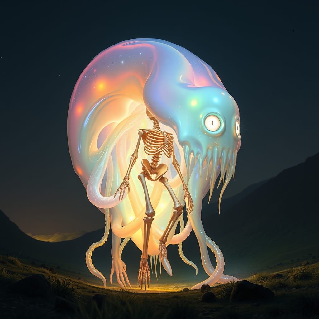 Iridescent Slime Giant in a Valley