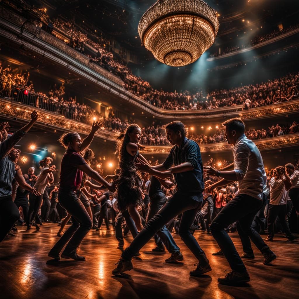 Hyperrealistic Dance Party in Sharp Focus