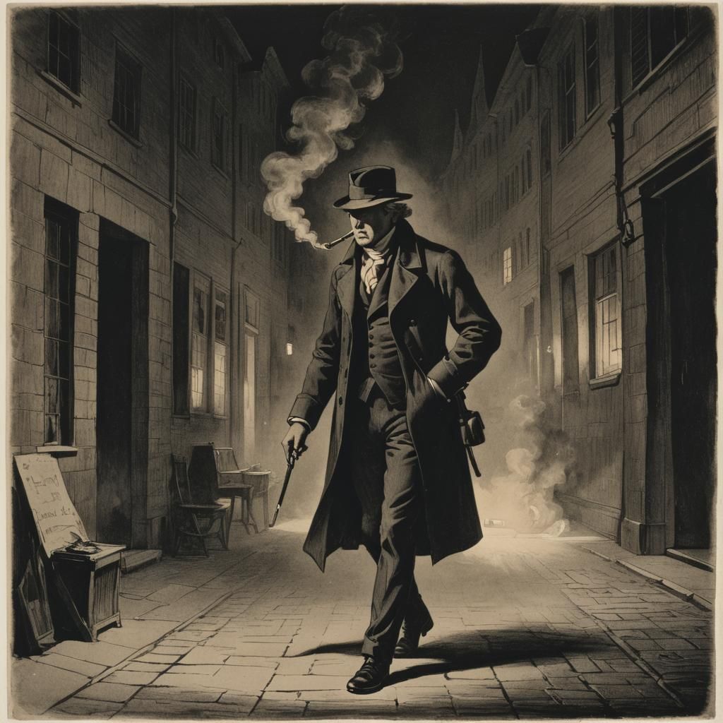 Man in a Mysterious Nighttime Scene